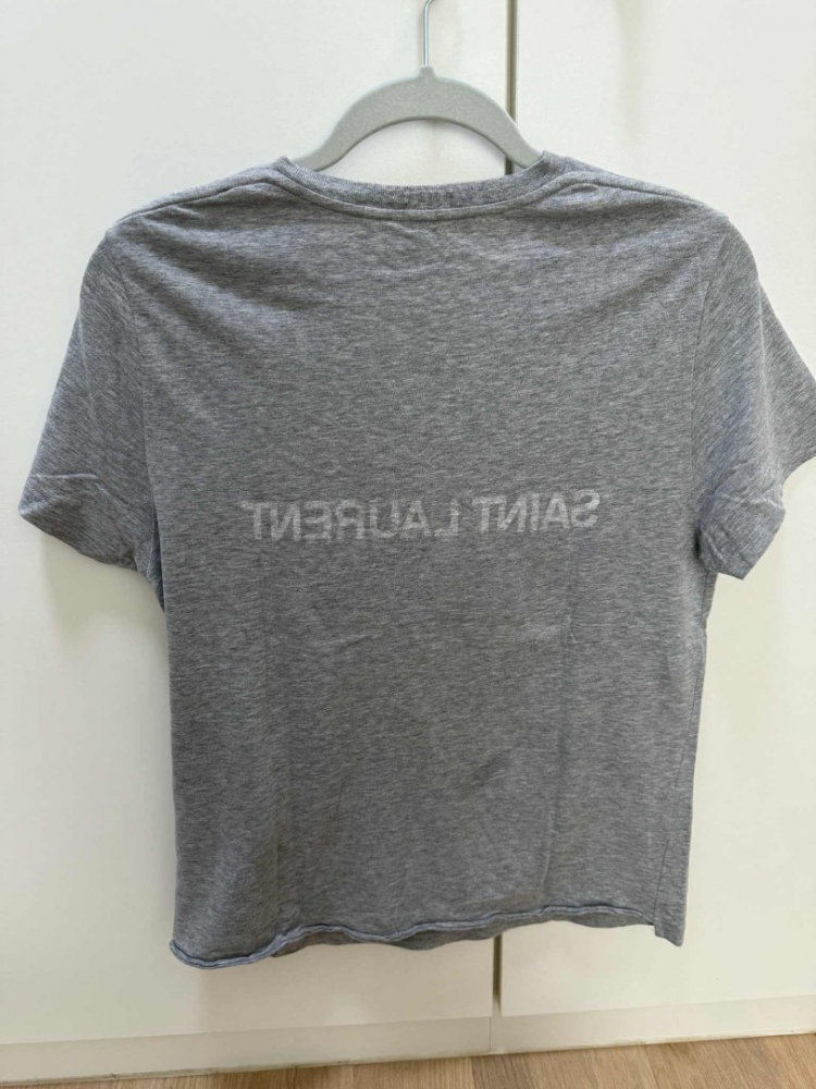 Saint Laurent T-shirt en coton à imprimé Reverse Logo