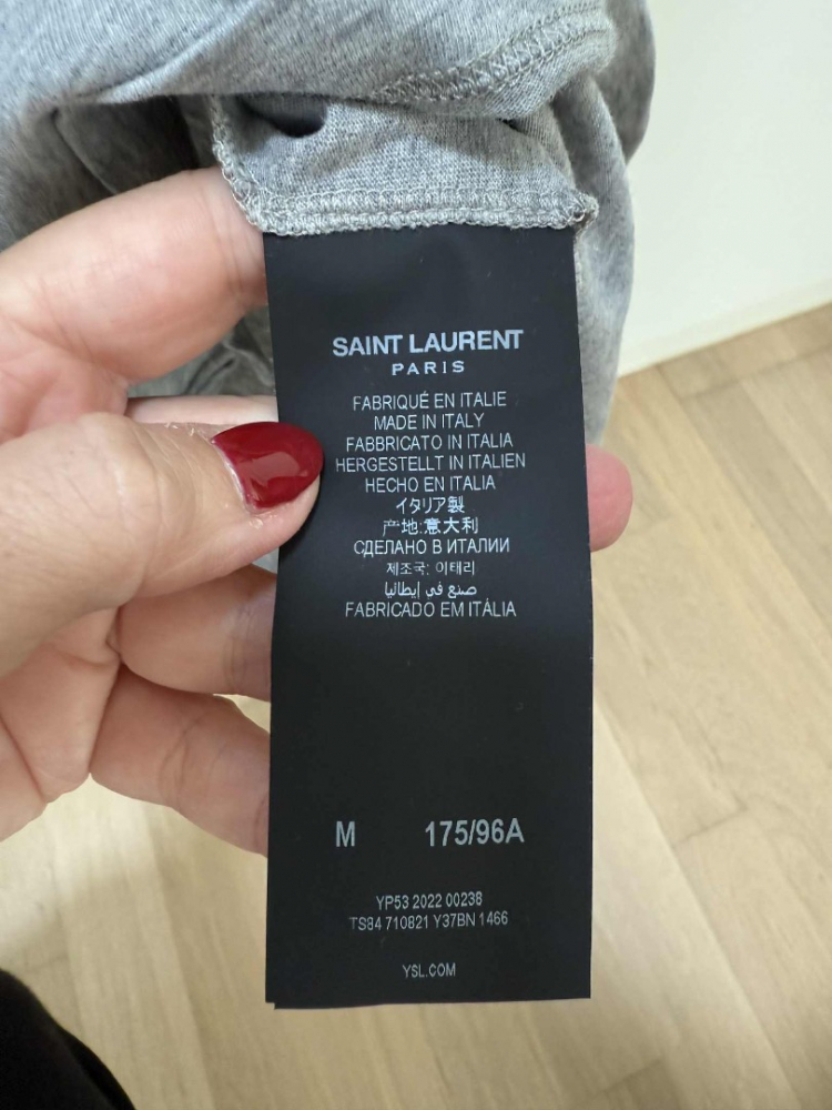 Saint Laurent T-shirt en coton à imprimé Reverse Logo