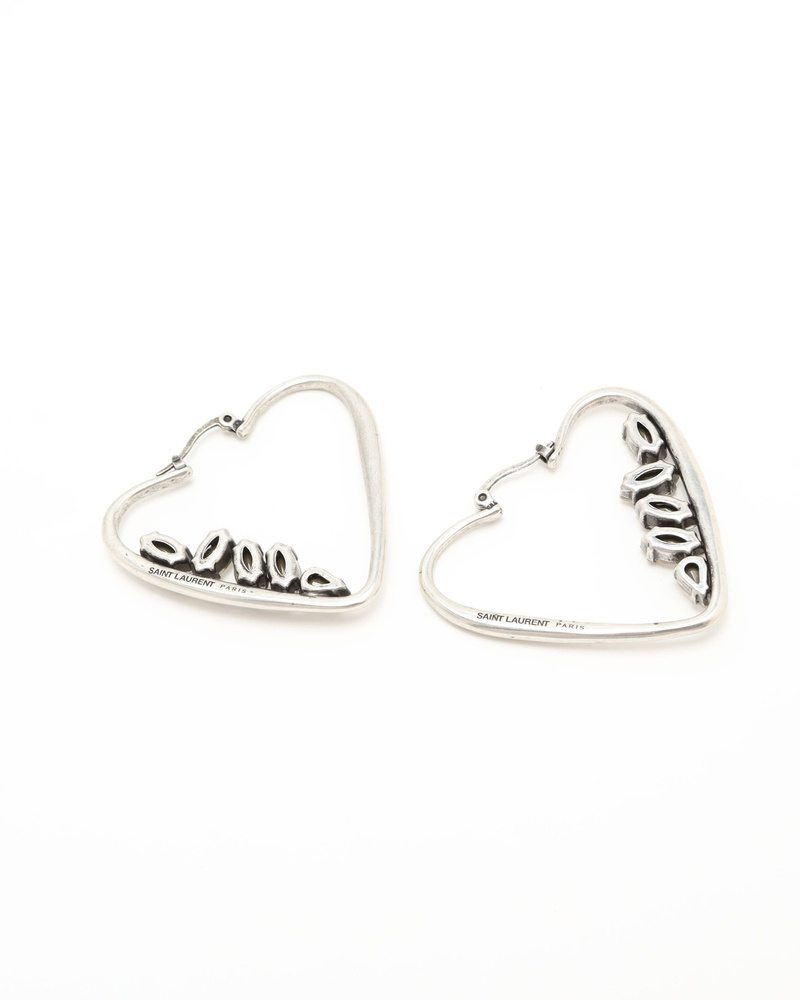 Saint Laurent Rhinestone Heart Hoop Earrings