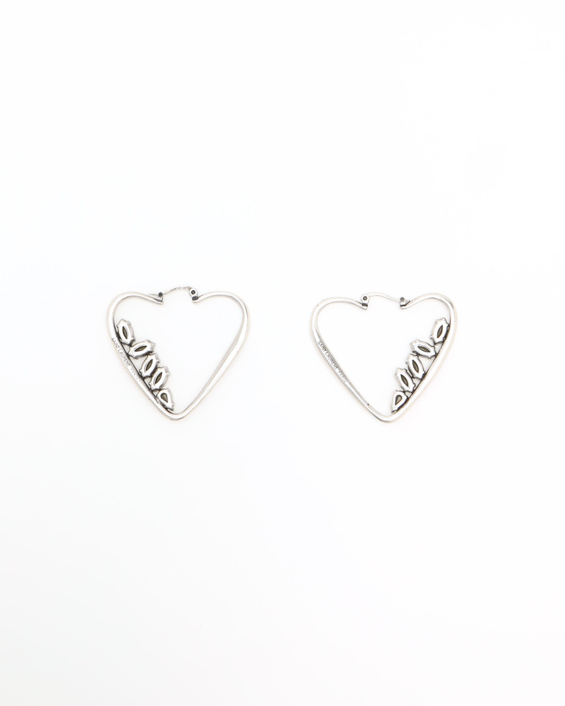 Saint Laurent Rhinestone Heart Hoop Earrings