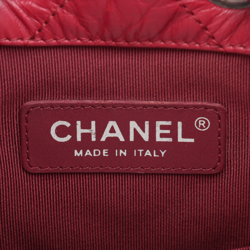 Chanel Gabrielle Matelassè Distressed Calfskin Leather 2-Ways Bucket Backpack Cherry Red