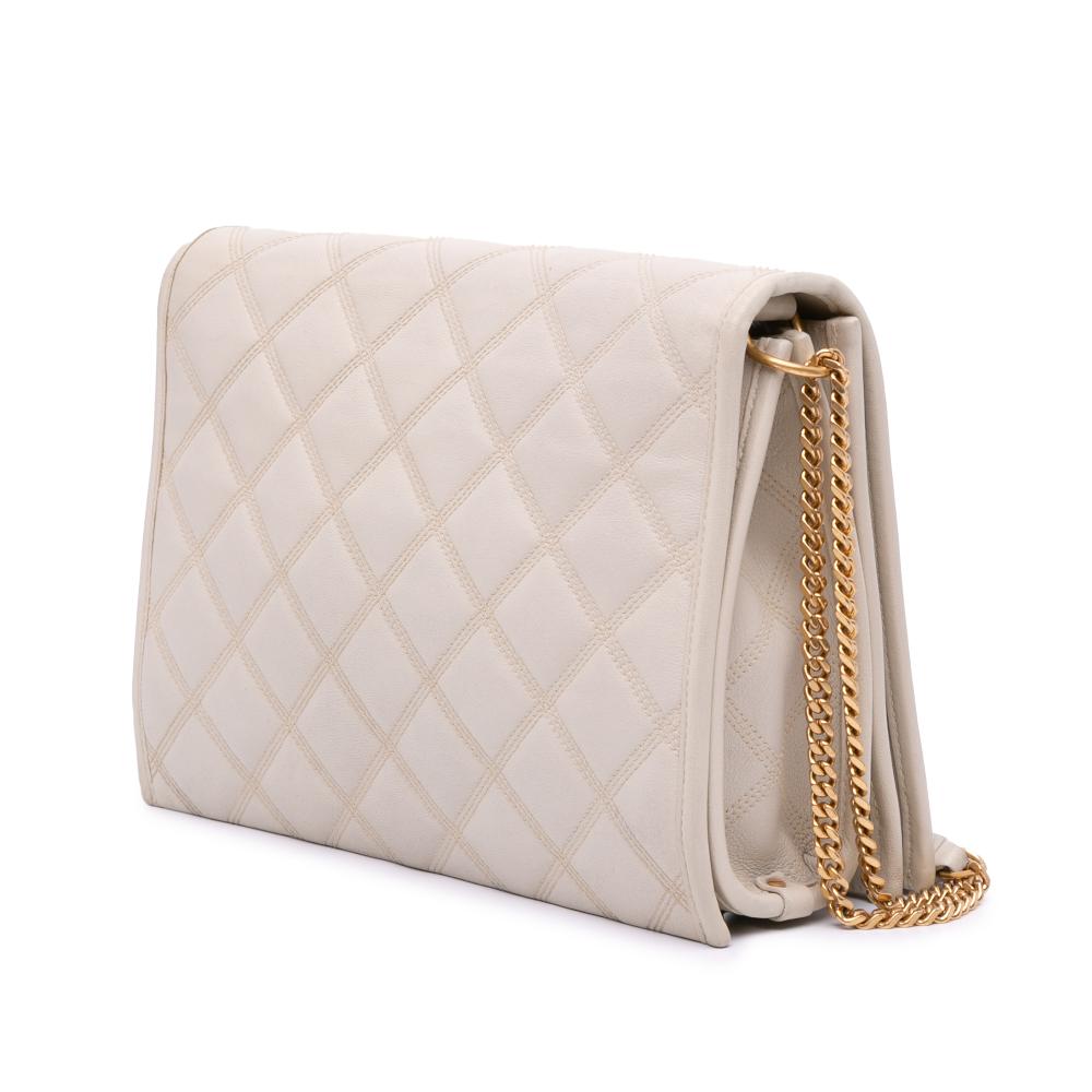 Saint Laurent White Small Quilted Lambskin Becky Chain Shoulder Bag Italy