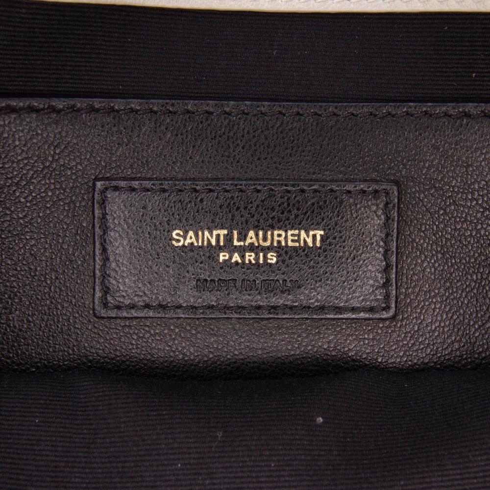 Saint Laurent White Small Quilted Lambskin Becky Chain Shoulder Bag Italy