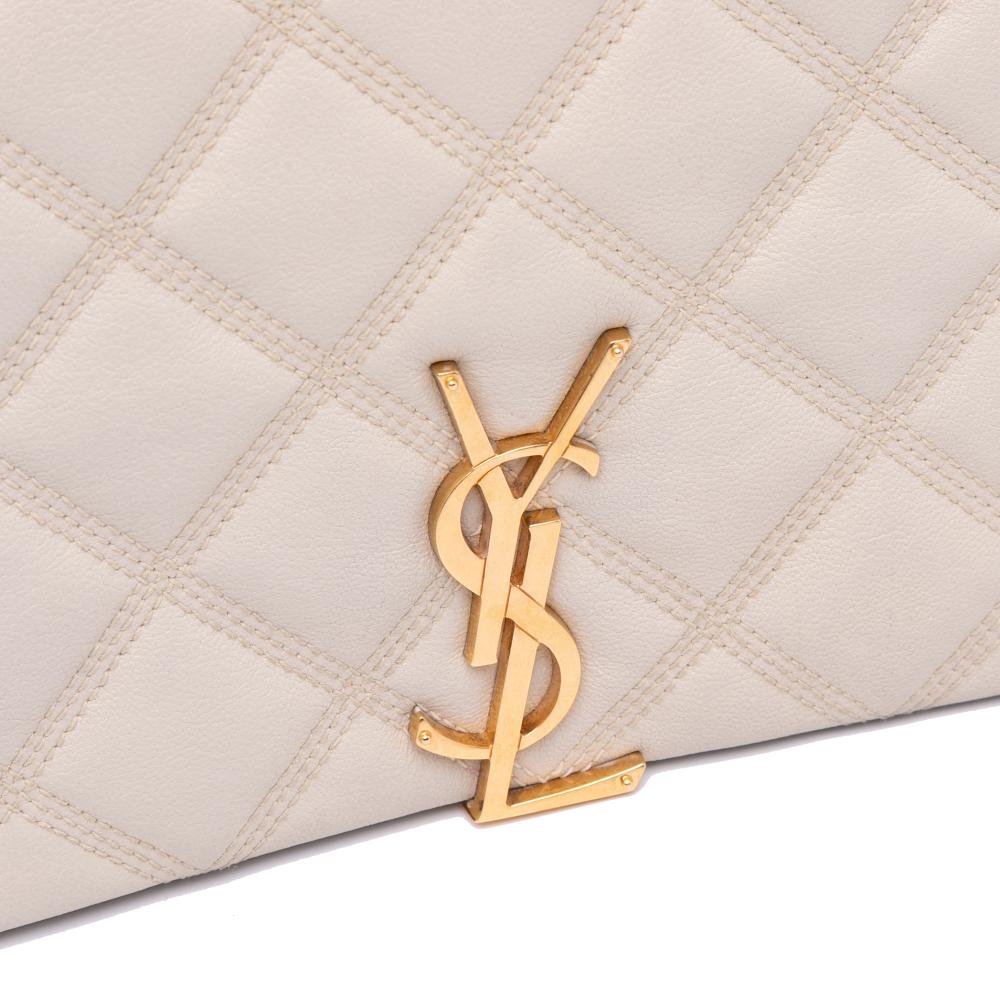 Saint Laurent White Small Quilted Lambskin Becky Chain Shoulder Bag Italy