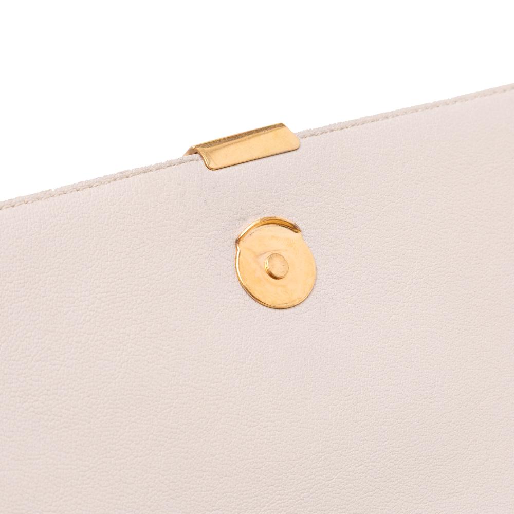 Saint Laurent White Small Quilted Lambskin Becky Chain Shoulder Bag Italy