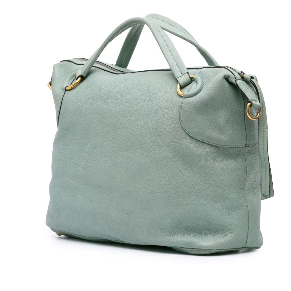 Gucci B Gucci Blue Light Blue Calf Leather Twill Satchel Italy