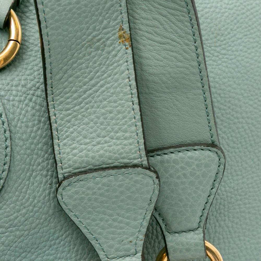 Gucci B Gucci Blue Light Blue Calf Leather Twill Satchel Italy