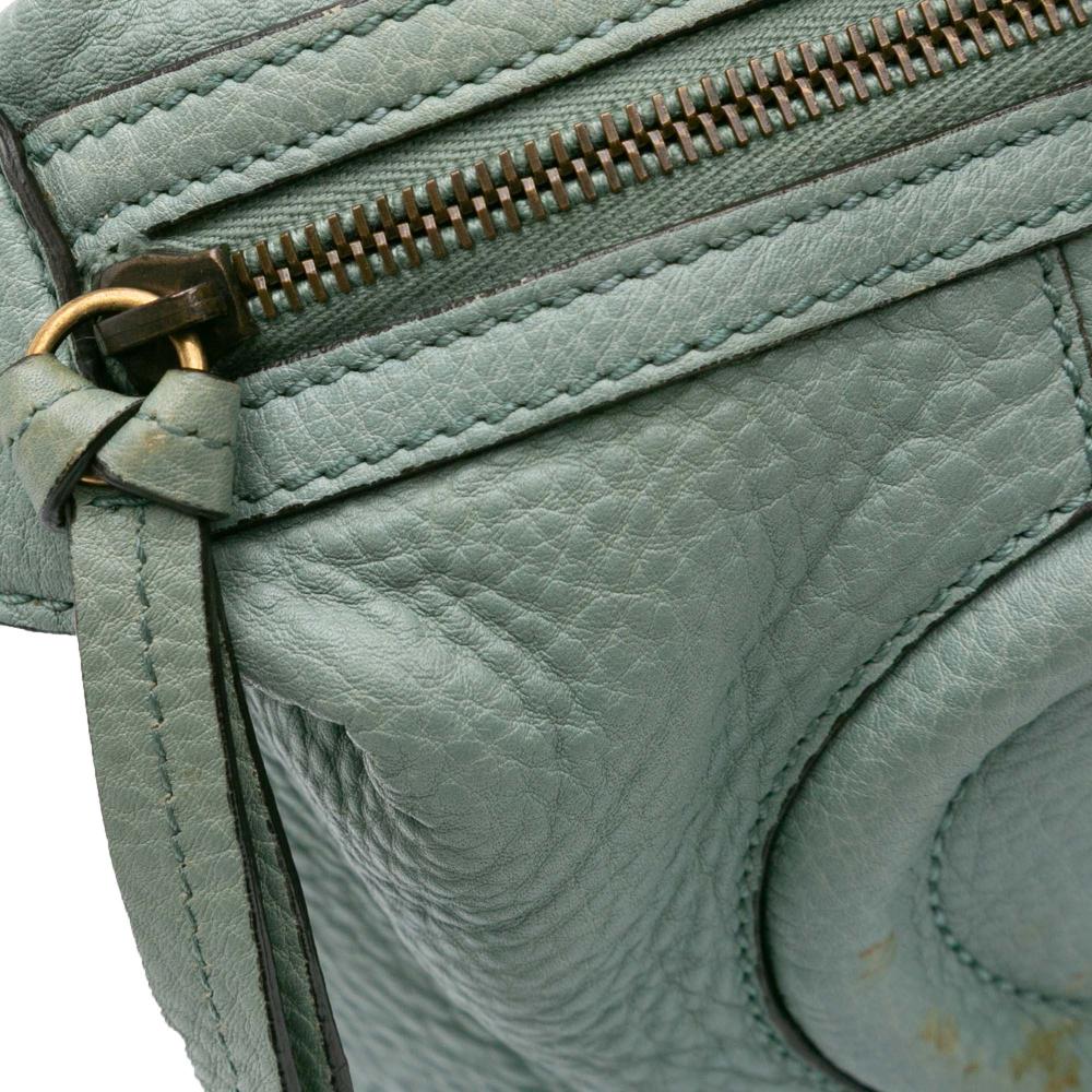 Gucci B Gucci Blue Light Blue Calf Leather Twill Satchel Italy