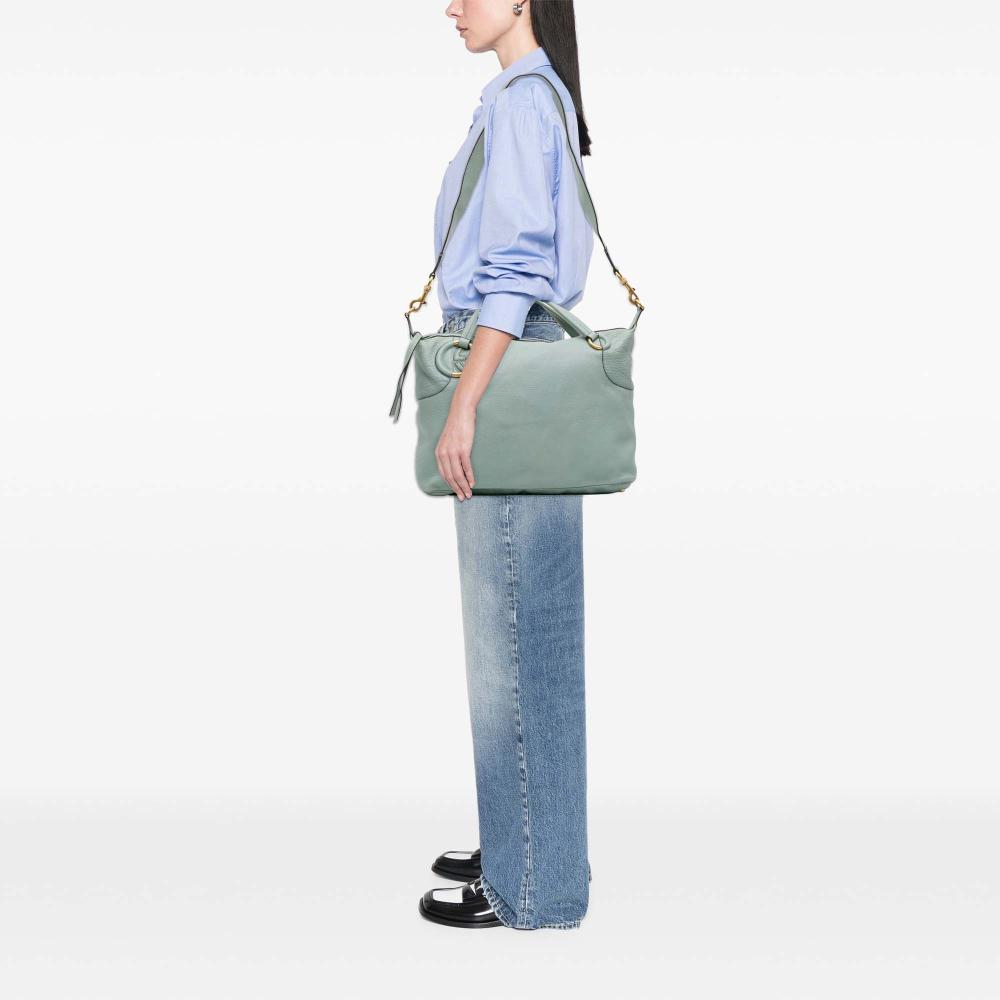 Gucci B Gucci Blue Light Blue Calf Leather Twill Satchel Italy