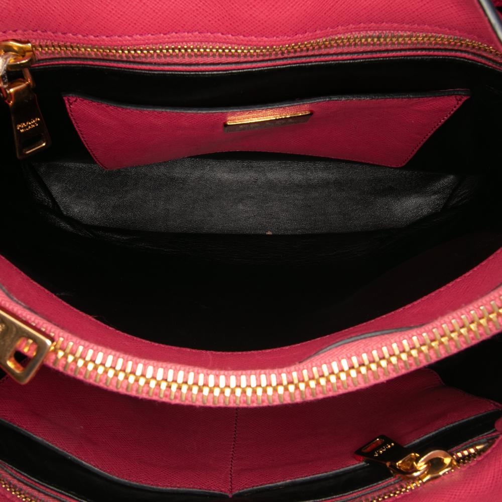 Prada B Prada Pink Saffiano Leather Soft Triple Pocket Tote Italy