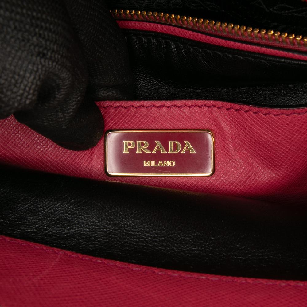 Prada B Prada Pink Saffiano Leather Soft Triple Pocket Tote Italy