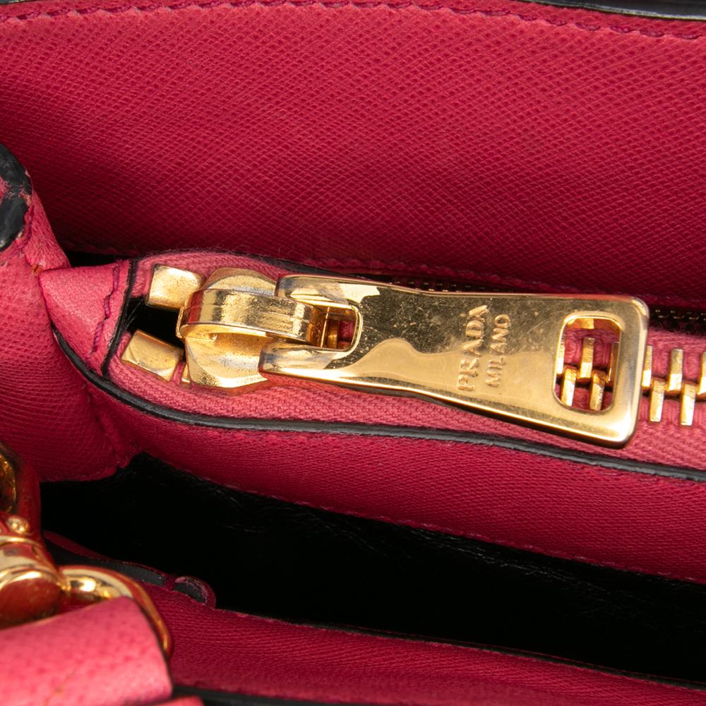 Prada B Prada Pink Saffiano Leather Soft Triple Pocket Tote Italy