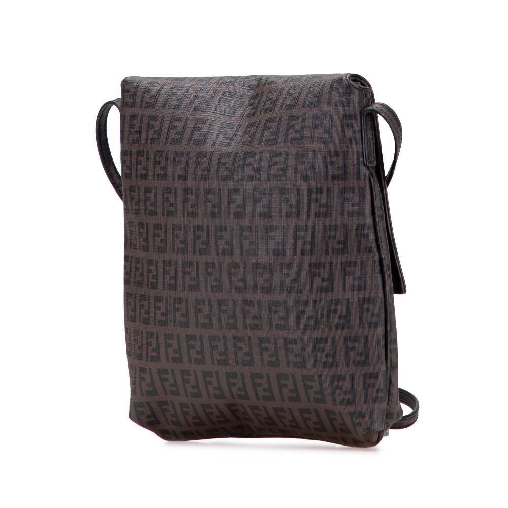 Fendi B Fendi Brown Dark Brown Coated Canvas Fabric Zucchino Spalmati Crossbody Italy
