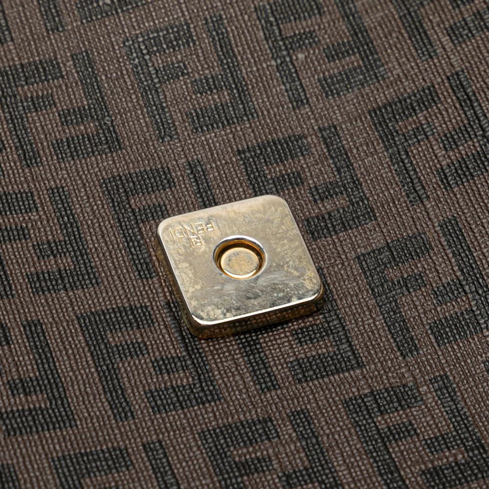 Fendi B Fendi Brown Dark Brown Coated Canvas Fabric Zucchino Spalmati Crossbody Italy