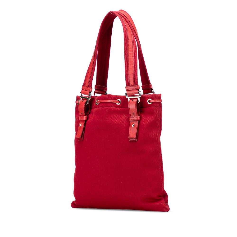 Saint Laurent B Saint Laurent Red Canvas Fabric Kahala Tote Italy