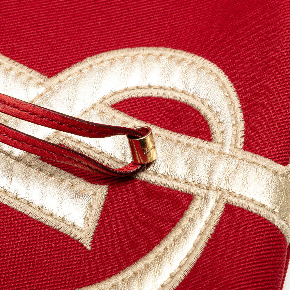 Saint Laurent B Saint Laurent Red Canvas Fabric Kahala Tote Italy
