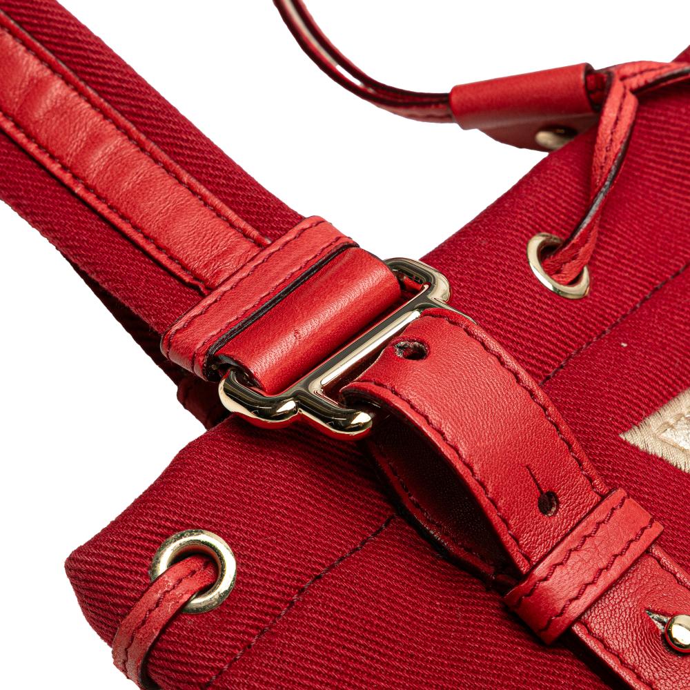 Saint Laurent B Saint Laurent Red Canvas Fabric Kahala Tote Italy