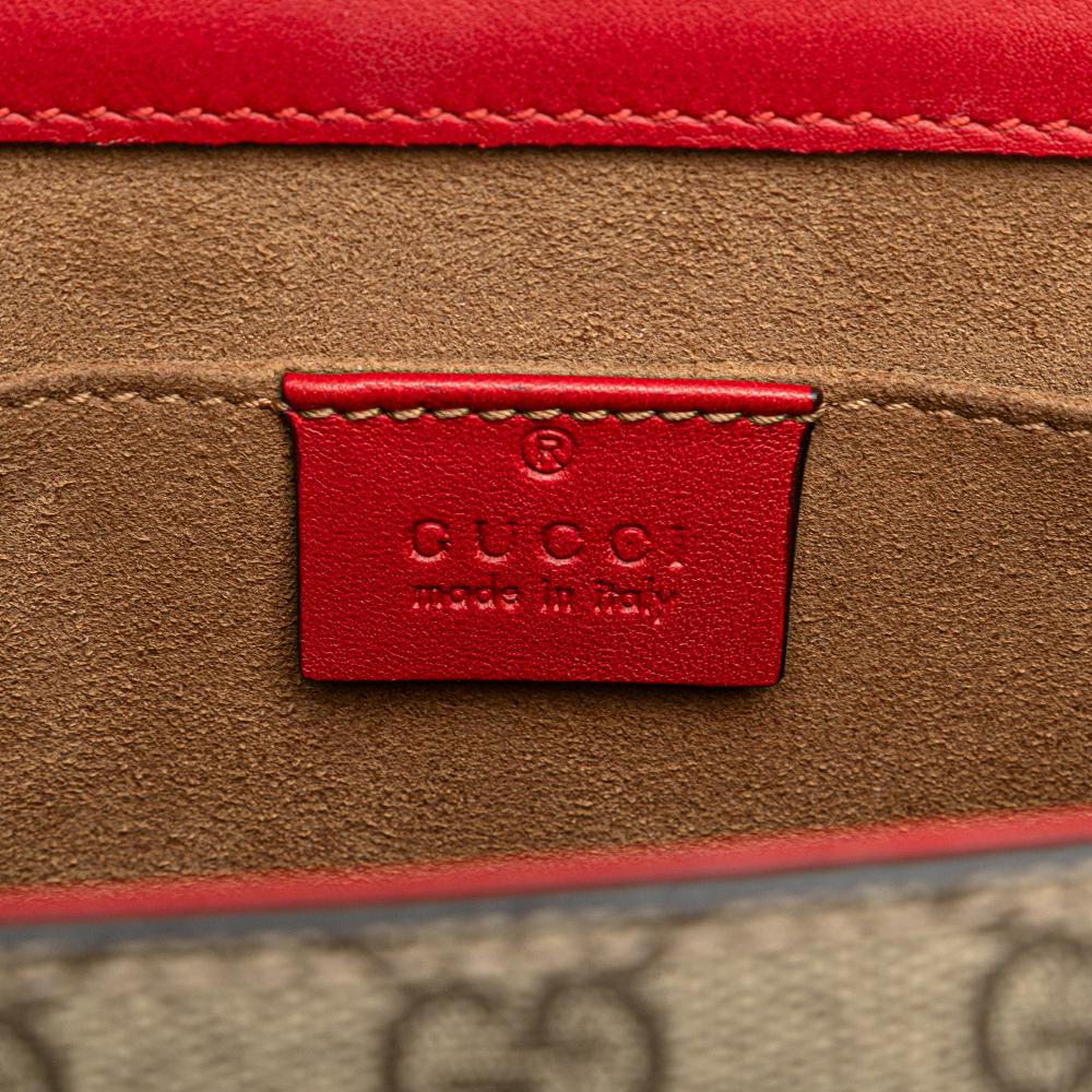 Gucci B Gucci Brown Beige Coated Canvas Fabric Small GG Supreme Padlock Crossbody Italy