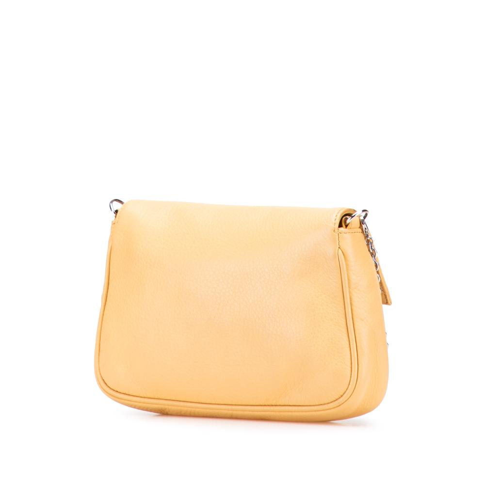 Fendi B Fendi Yellow Light Yellow Calf Leather Fendista Pochette Crossbody Italy