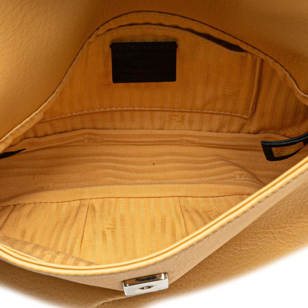 Fendi B Fendi Yellow Light Yellow Calf Leather Fendista Pochette Crossbody Italy