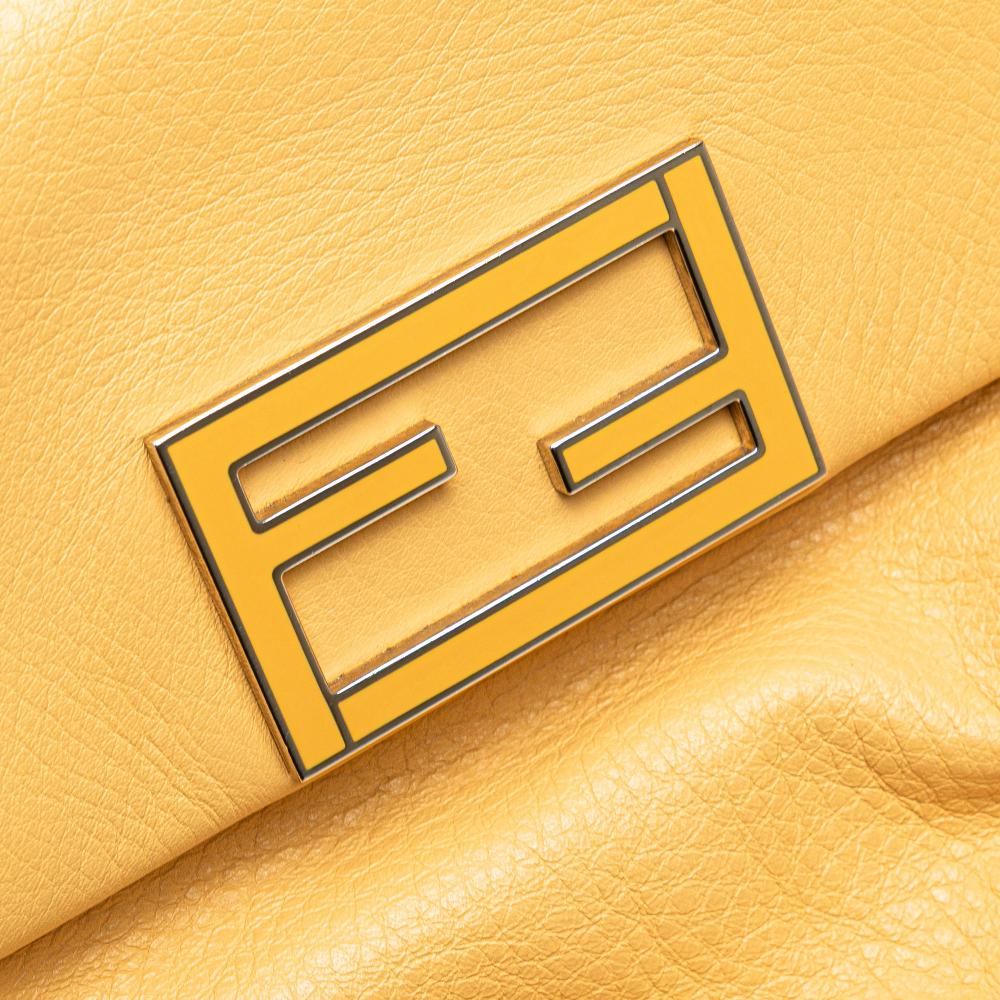 Fendi B Fendi Yellow Light Yellow Calf Leather Fendista Pochette Crossbody Italy
