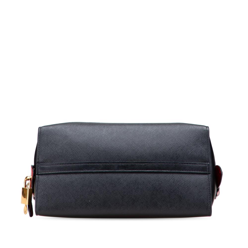 Prada B Prada Black Saffiano Leather and City Calf Esplanade Satchel Italy