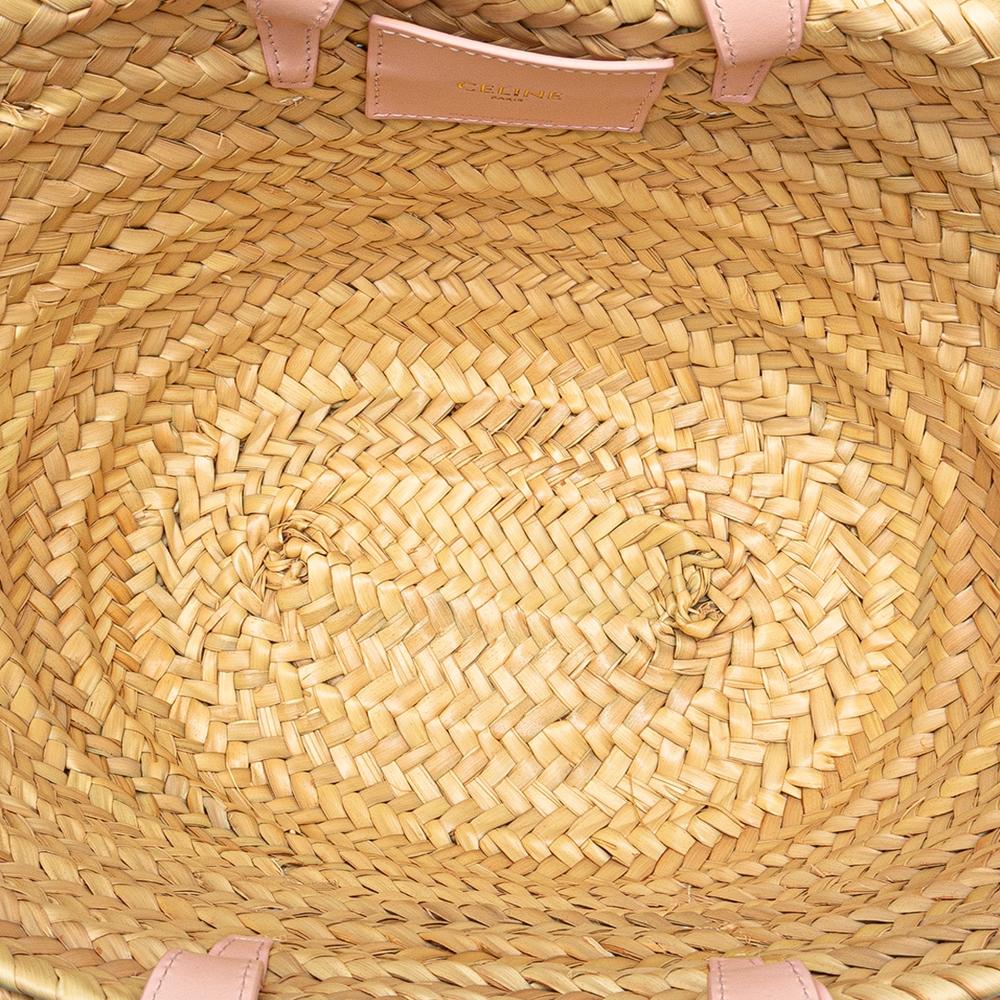 Celine AB Celine Brown Beige Raffia Natural Material Teen Cuir Triomphe Classic Panier Tote Morocco