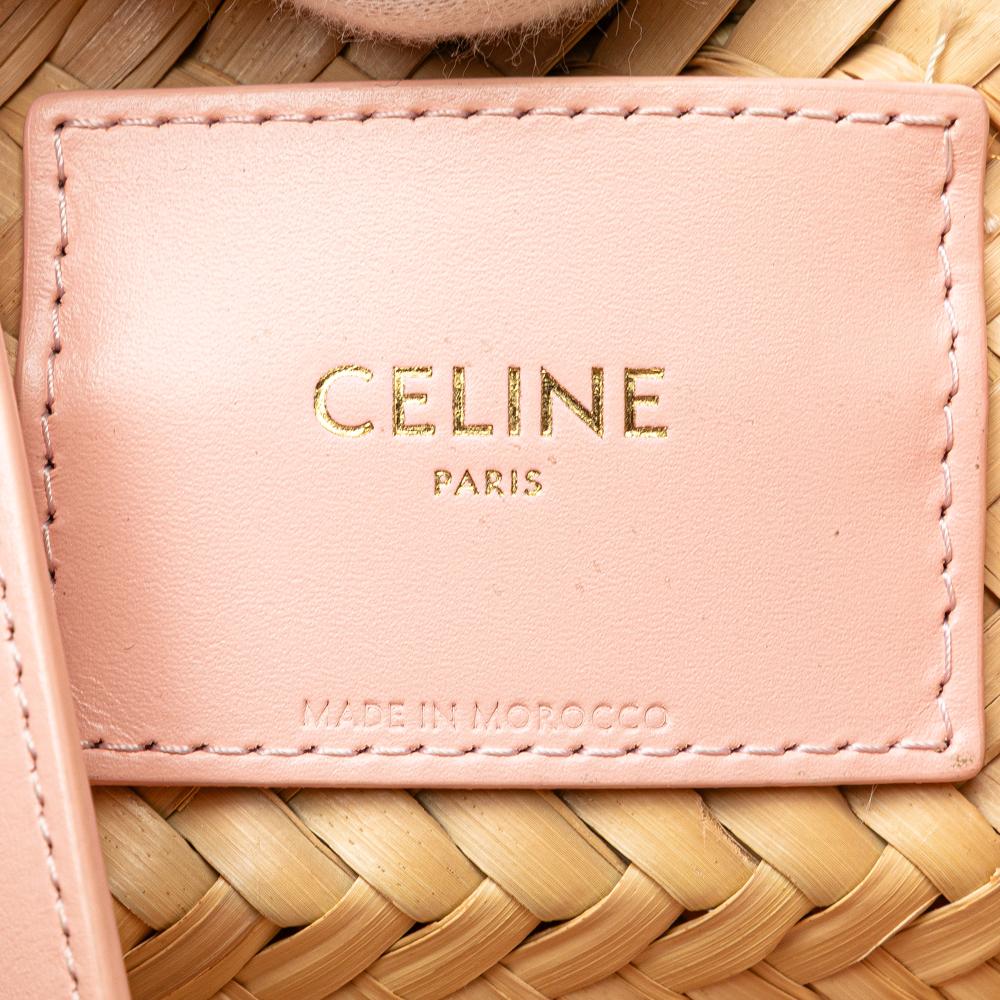 Celine AB Celine Brown Beige Raffia Natural Material Teen Cuir Triomphe Classic Panier Tote Morocco