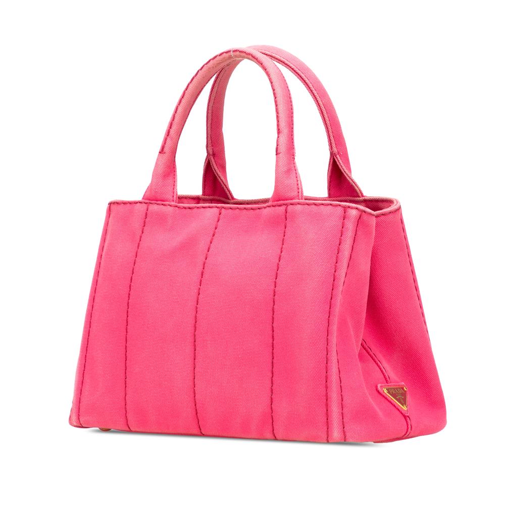 Prada B Prada Pink Hot Pink Canvas Fabric Small Canapa Logo Satchel India