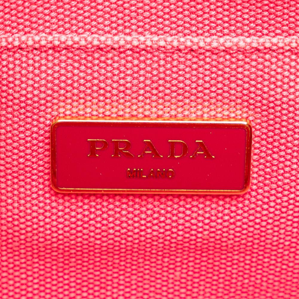 Prada B Prada Pink Hot Pink Canvas Fabric Small Canapa Logo Satchel India