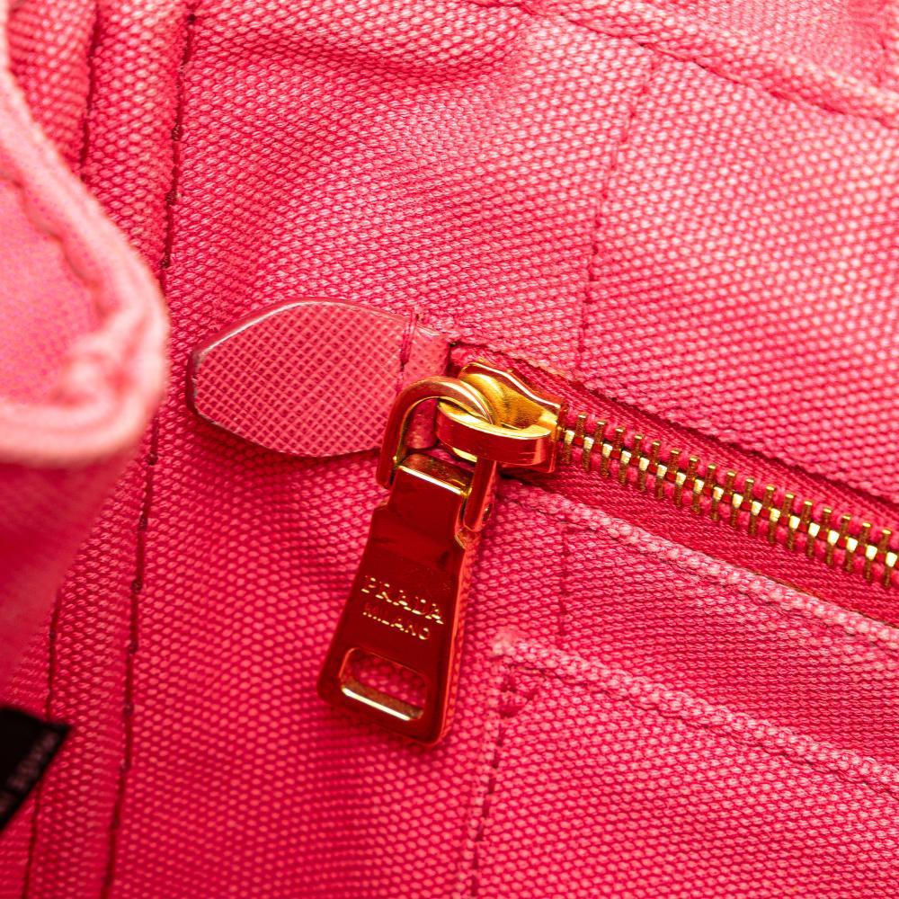 Prada B Prada Pink Hot Pink Canvas Fabric Small Canapa Logo Satchel India