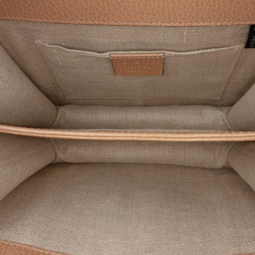 Gucci B Gucci Brown Beige Calf Leather Small Dollar skin Interlocking G Crossbody Italy