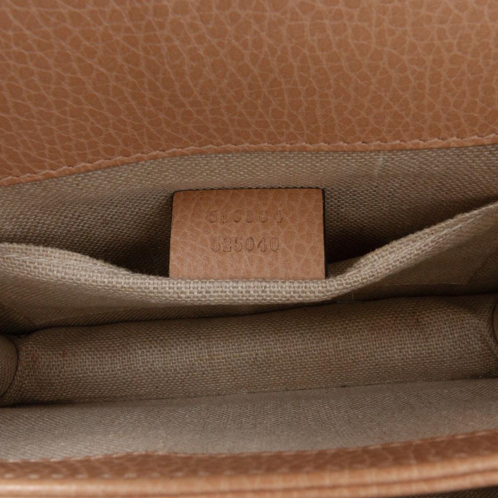 Gucci B Gucci Brown Beige Calf Leather Small Dollar skin Interlocking G Crossbody Italy