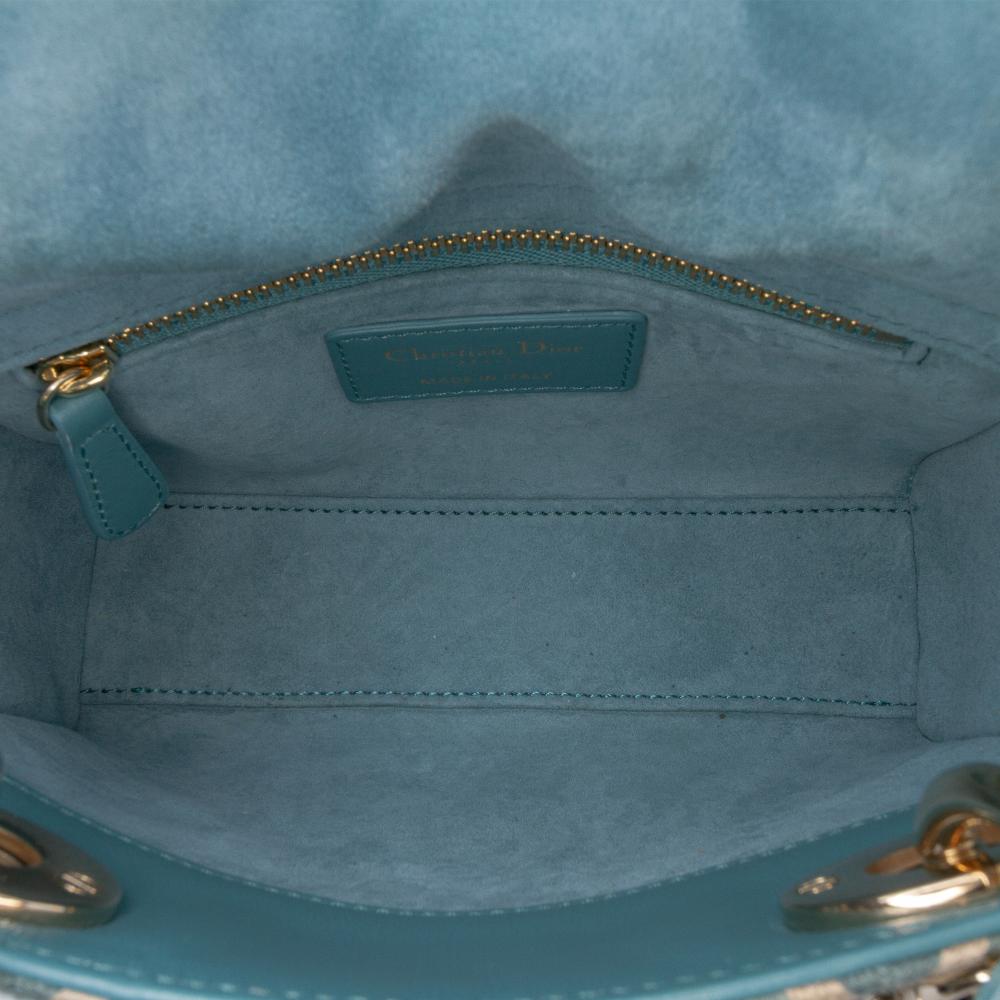 Christian Dior B Dior Brown Beige Canvas Fabric Mini Honeycomb Embroidery Crystal Lady Dior Italy