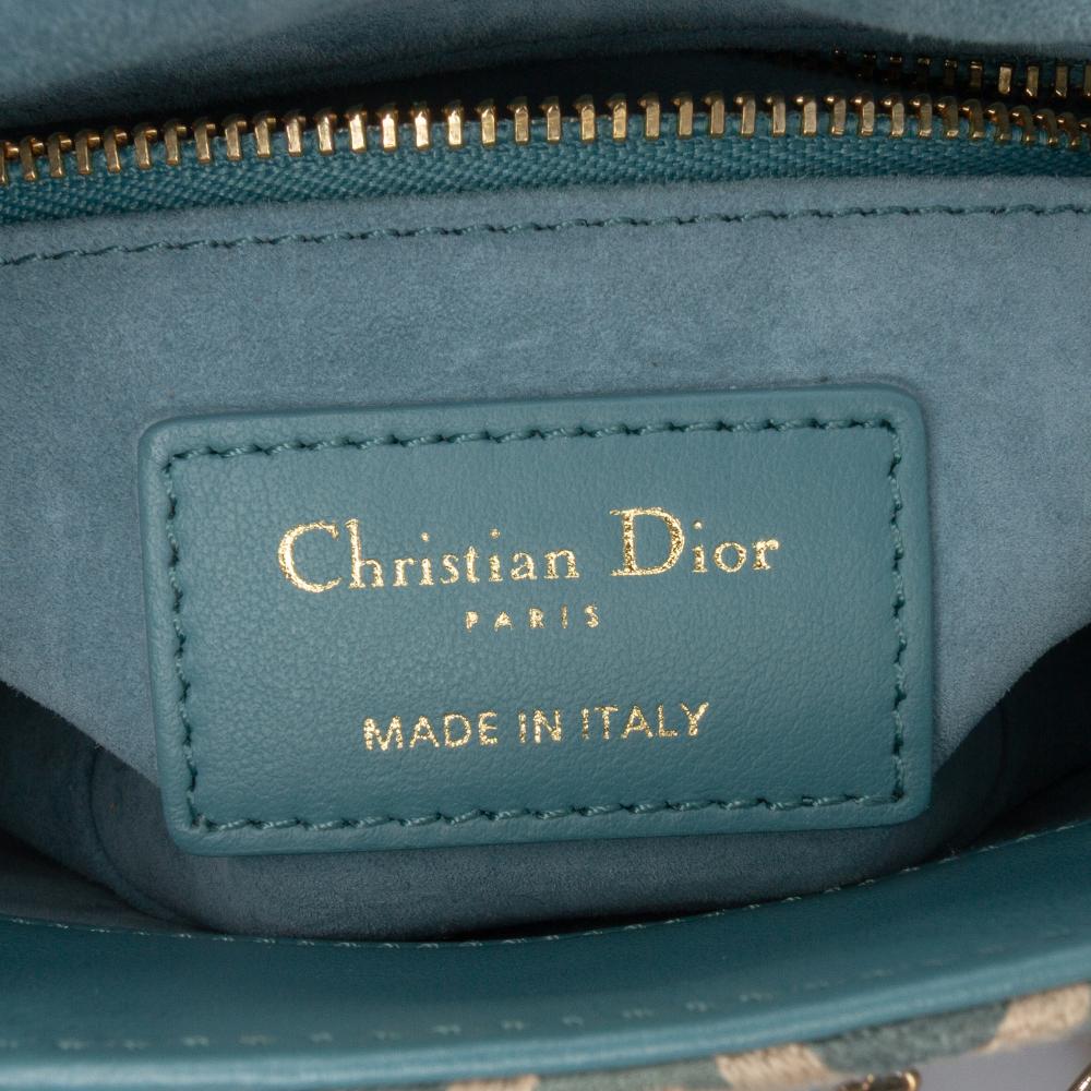 Christian Dior B Dior Brown Beige Canvas Fabric Mini Honeycomb Embroidery Crystal Lady Dior Italy