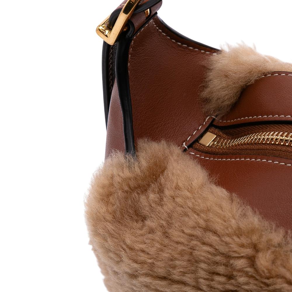 Celine AB Celine Brown Fur Natural Material Shearling and Leather Romy Shoulder Bag Italy