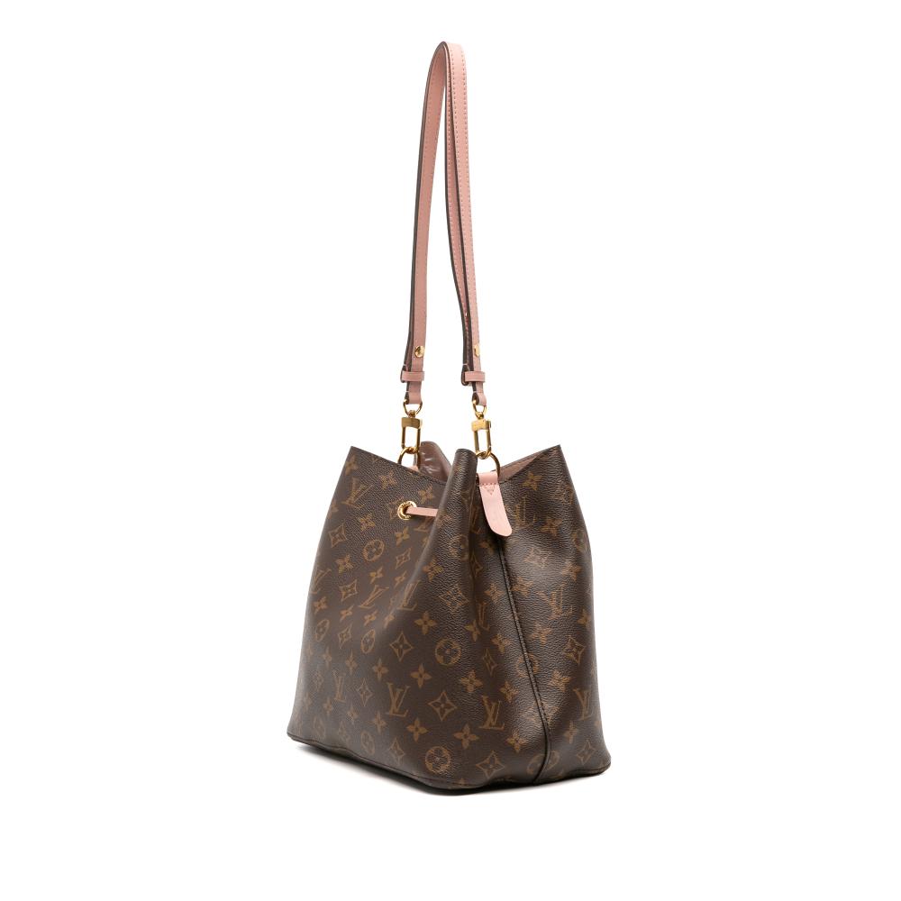Louis Vuitton B Louis Vuitton Brown with Pink Light Pink Monogram Canvas Fabric Monogram Neonoe MM France