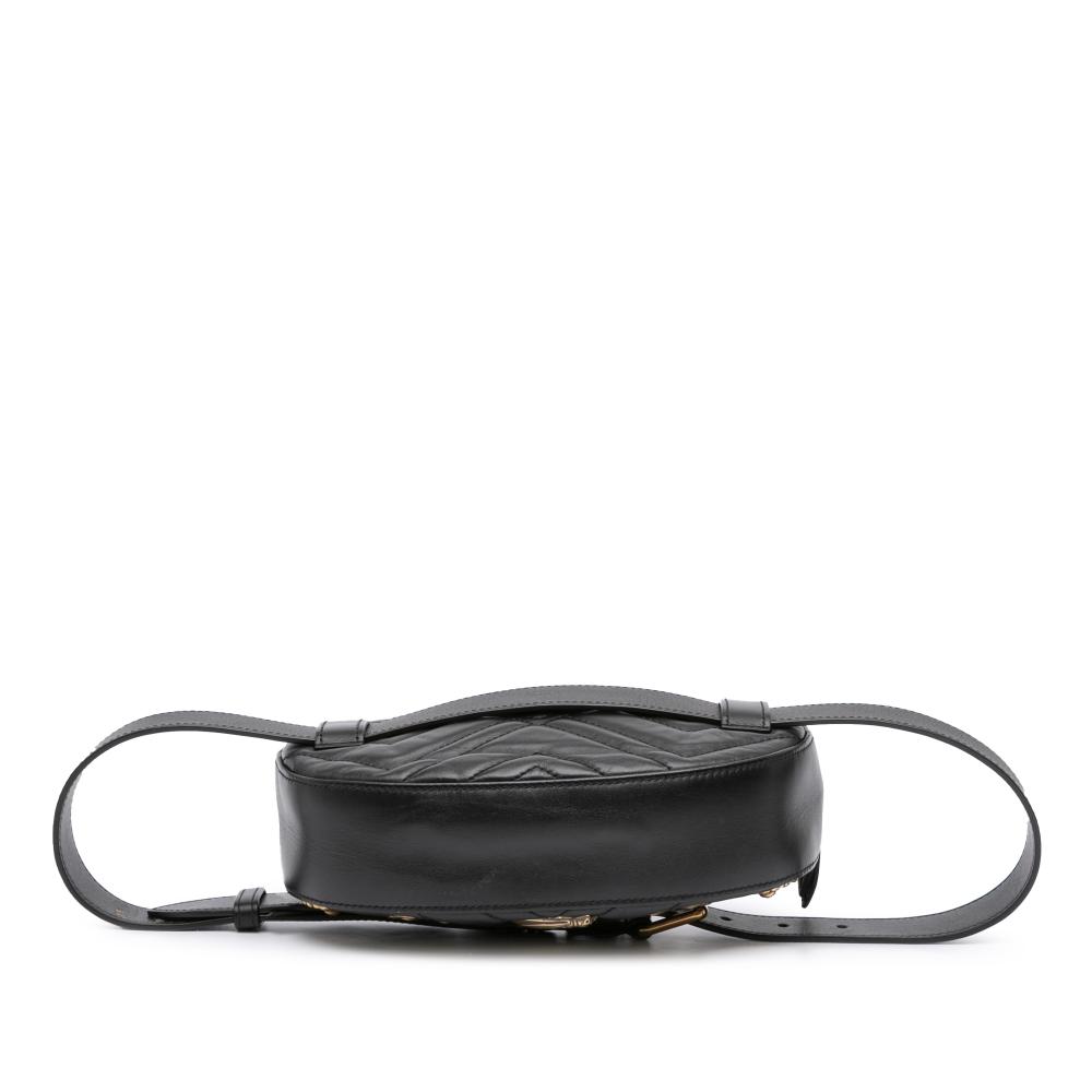 Gucci B Gucci Black Calf Leather GG Marmont Matelasse Animalier Belt Bag Italy