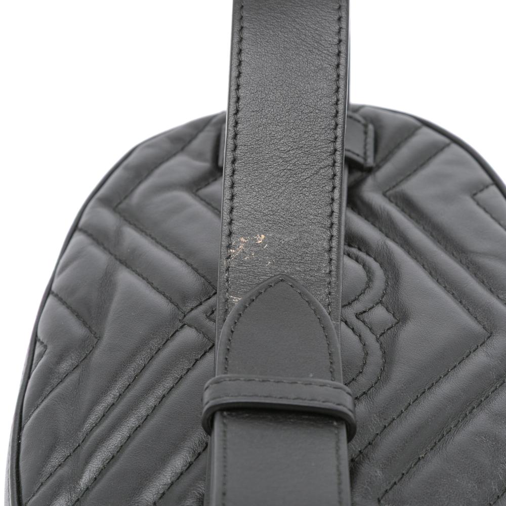 Gucci B Gucci Black Calf Leather GG Marmont Matelasse Animalier Belt Bag Italy