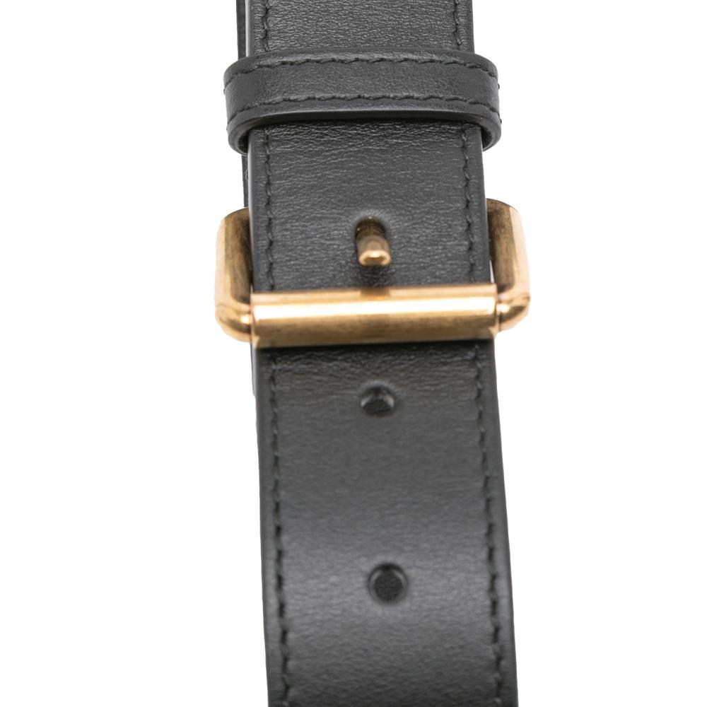 Gucci B Gucci Black Calf Leather GG Marmont Matelasse Animalier Belt Bag Italy