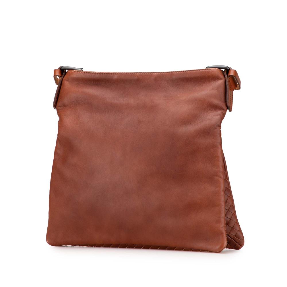 Bottega Veneta B Bottega Veneta Brown Nappa Leather Leather Intrecciato Trimmed Nappa Crossbody Italy