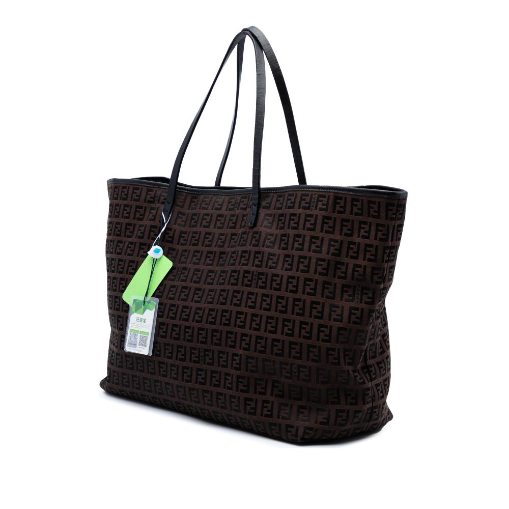 Fendi B Fendi Brown Dark Brown Canvas Fabric Medium Zucchino Roll Tote Italy