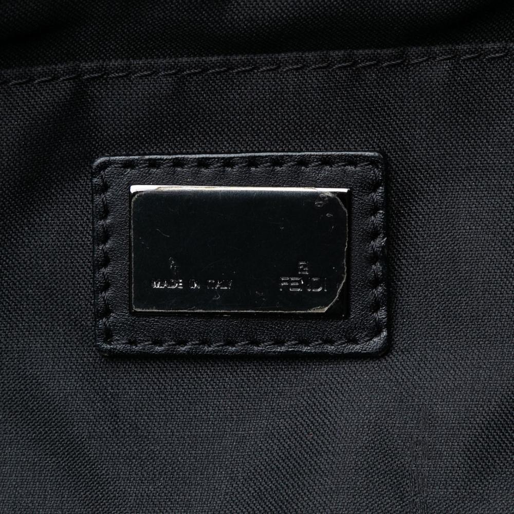 Fendi B Fendi Brown Dark Brown Canvas Fabric Medium Zucchino Roll Tote Italy