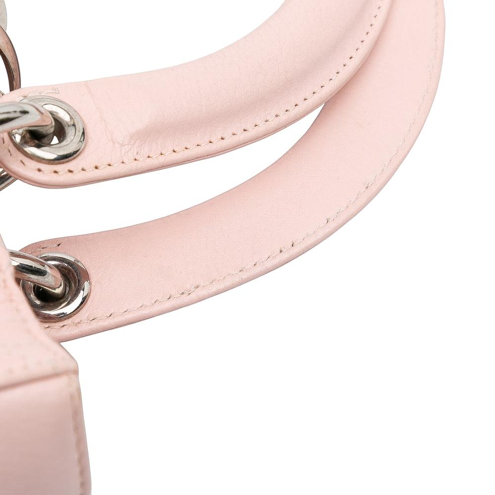 Christian Dior B Dior Pink Light Pink Calf Leather Medium skin Cannage Stitched Lady Dior Italy