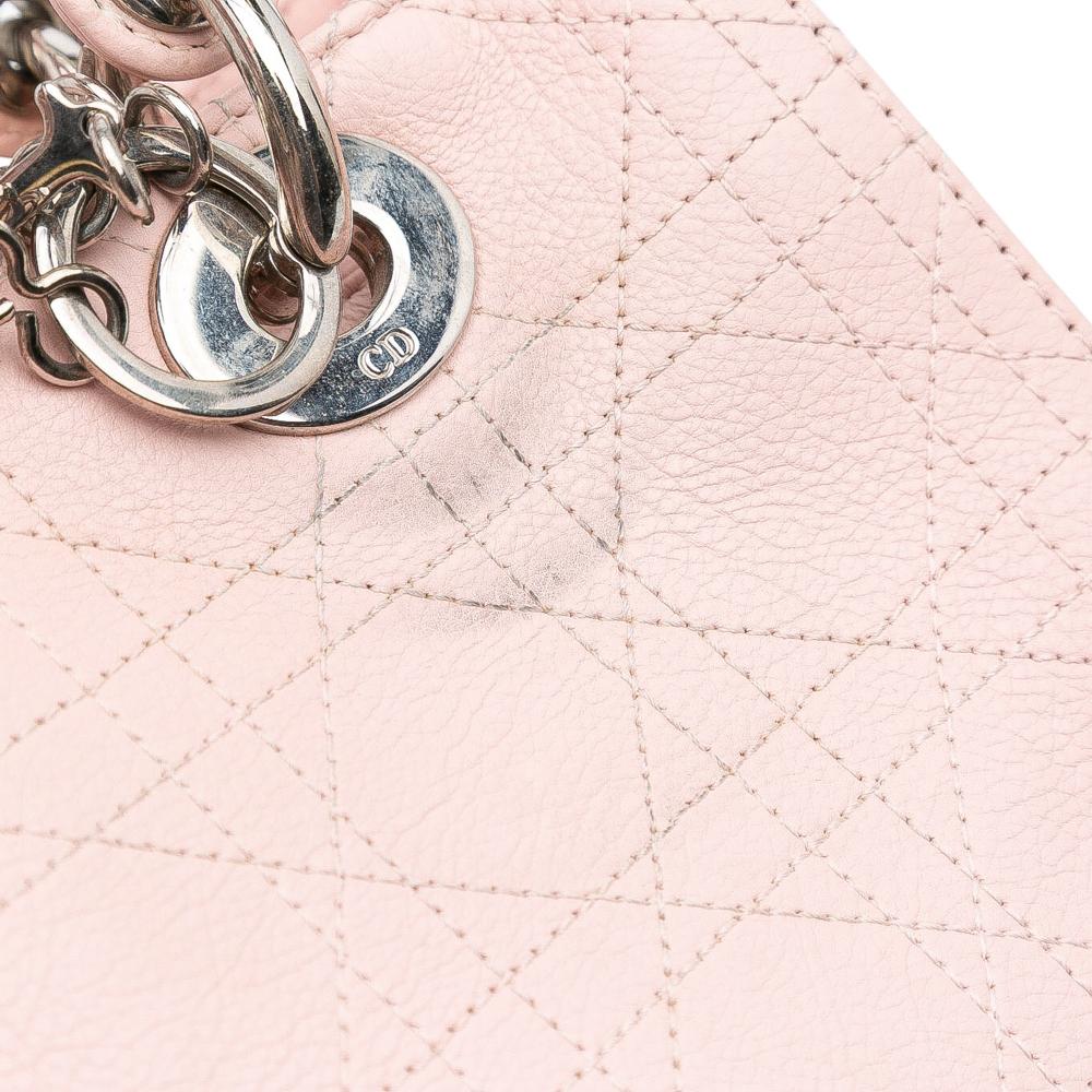 Christian Dior B Dior Pink Light Pink Calf Leather Medium skin Cannage Stitched Lady Dior Italy