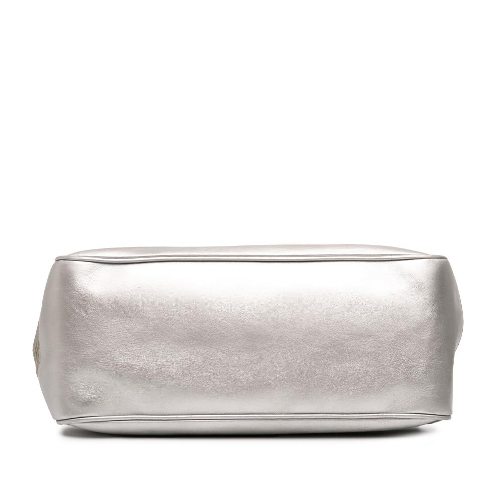 Burberry B Burberry Silver Coated Canvas Fabric Haymarket Check Ravensdon Handbag Italy