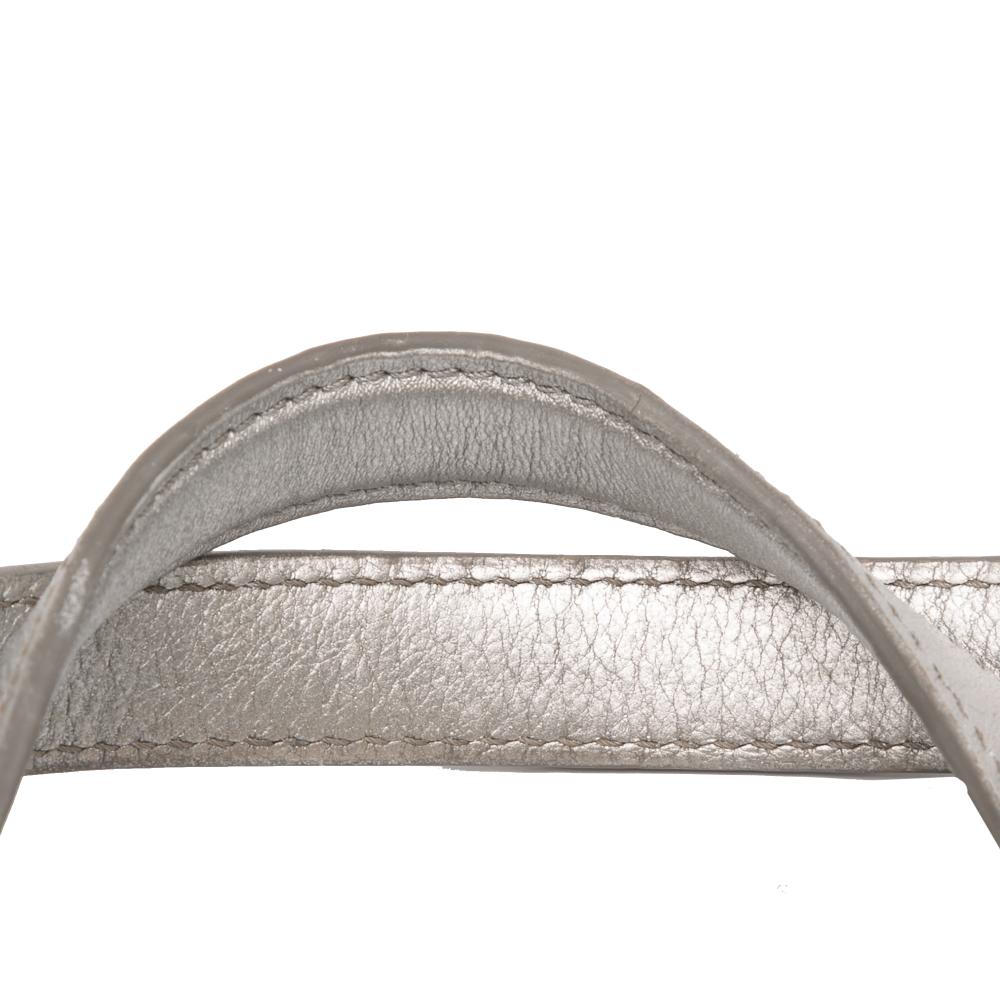 Burberry B Burberry Silver Coated Canvas Fabric Haymarket Check Ravensdon Handbag Italy