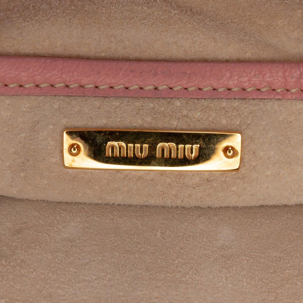 Miu Miu B Miu Miu Pink Goatskin Leather Madras Satchel Turkey