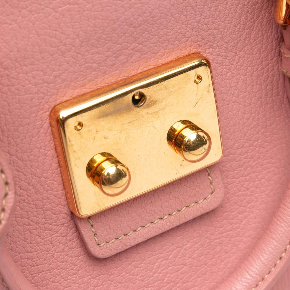 Miu Miu B Miu Miu Pink Goatskin Leather Madras Satchel Turkey