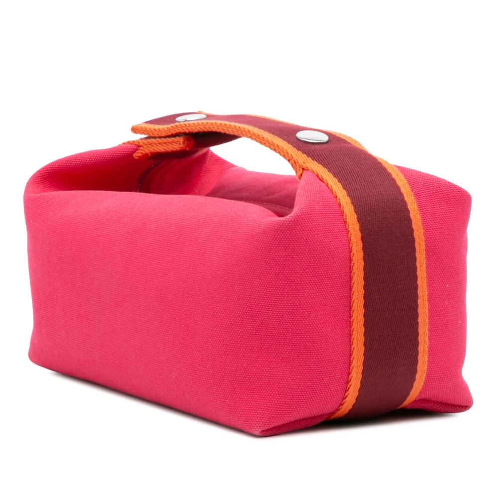 Hermès B Hermès Pink Dark Pink with Red Dark Red Canvas Fabric Small Toile Bride A Brac Case France